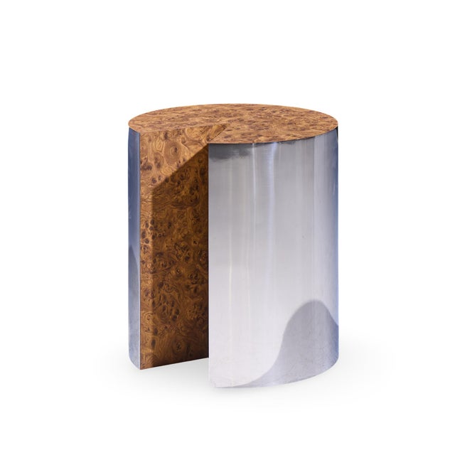 Mid 20th Century Leon Rosen for Pace Style Mid Century Pac-Man Chrome Drum Tables - Pair For Sale - Image 5 of 11