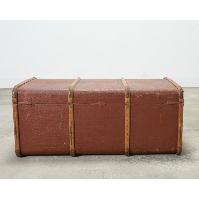 Early 20th Century Art Deco Canvas and Bentwood Steamer Trunk For Sale - Image 17 of 18