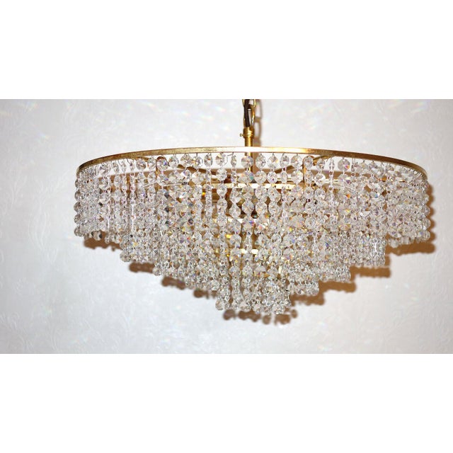 Antique Brass and Lead Crystal Chandelier from Ernst Palme, 1960s For Sale - Image 4 of 11
