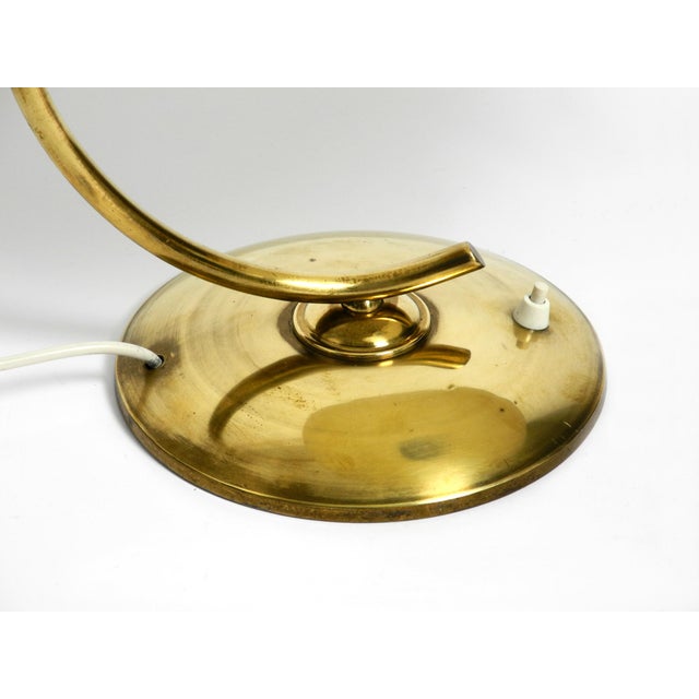 Gold Large Mid-Century Modern Brass Table Lamp with Red Metal Shade, 1950s For Sale - Image 8 of 18