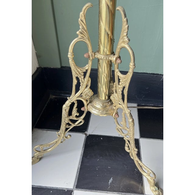 Brass Antique Bradley Hubbard Ornate Electrified Floor Lamp For Sale - Image 8 of 17