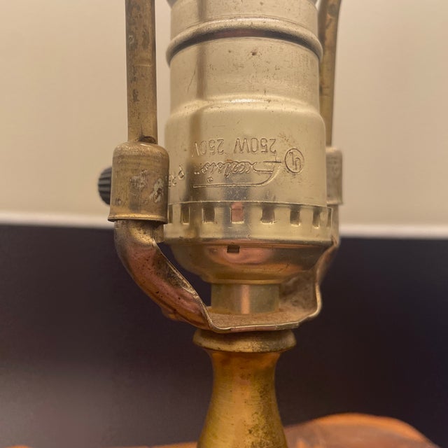 Wood 1950s Hand-Carved Solid Wood Lamp W/ Original Ge Hardware For Sale - Image 7 of 9