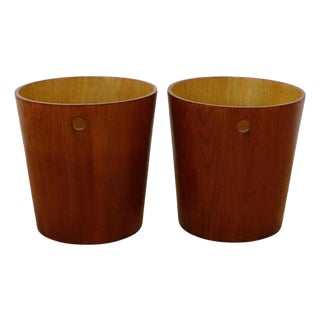 Pair of Mid 20th Century Plywood Trash Can For Sale