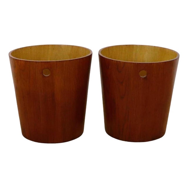 Pair of Mid 20th Century Plywood Trash Can For Sale