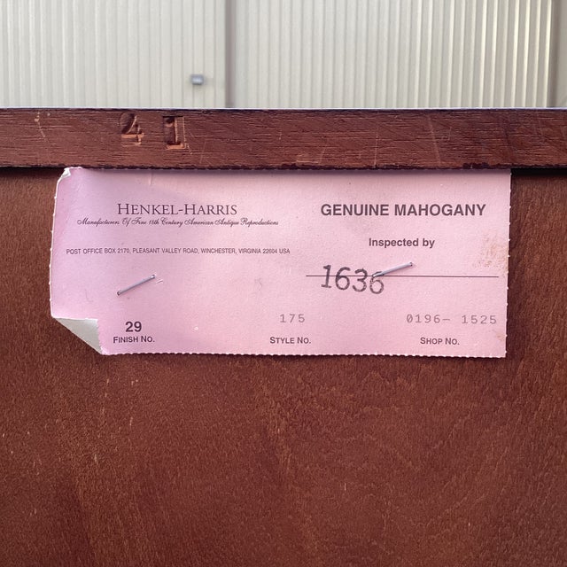 Wood 1980s Henkel Harris Genuine Mahogany Tall Chest of Drawers, Chippendale Style – Finish 29 For Sale - Image 7 of 15