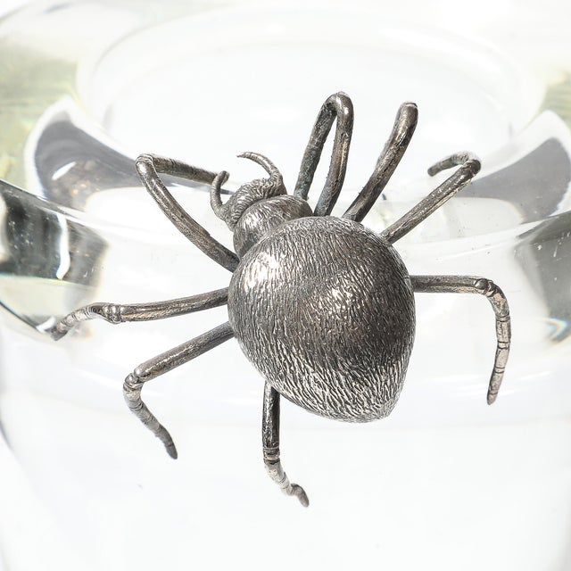 This extraordinary Aesthetic Movement crystal vase with a silver spider sculpture is a testament to the ingenuity and...