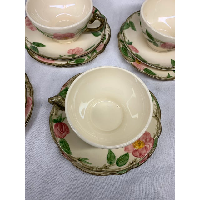 1940s Vintage Franciscan Desert Rose Tea Cups and Matching Saucers and Plates - 15 PCS For Sale - Image 5 of 6