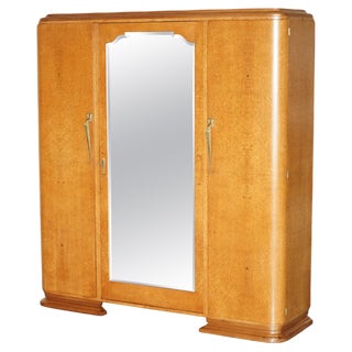 Vintage Art Deco Wardrobe in Burr Maple, 1920s For Sale