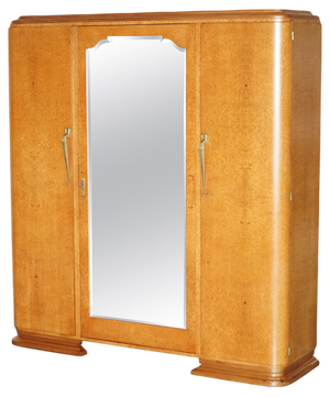 Vintage Art Deco Wardrobe in Burr Maple, 1920s