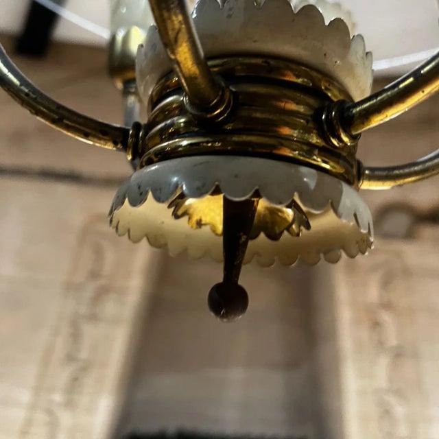 Max Ingrand Mid-Century Mod Cut Glass Floral Brass Chandelier Attr Luigi Brusotti Italy For Sale - Image 4 of 13