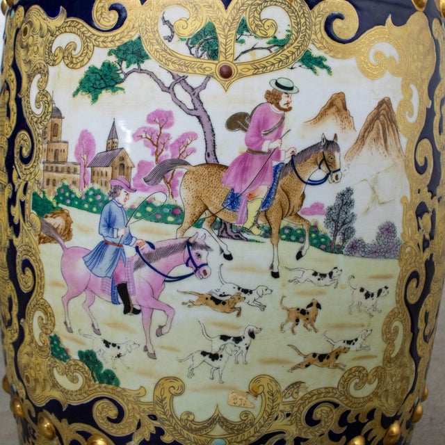 20th Century Chinoiserie Asian Garden Stool or Plant Stand Ornate Hand Painted Glazed Ceramic For Sale - Image 13 of 18