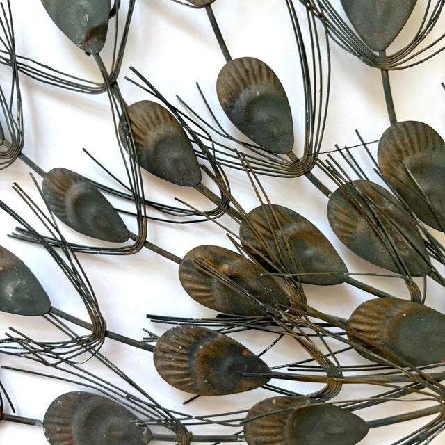 Metal Stunning Pair of Mid Century Peacock Wall Sculptures For Sale - Image 7 of 7