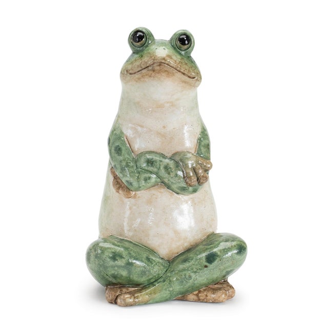 Kenneth Ludwig Chicago Ceramic Garden Frog Statue (Set of 2) For Sale - Image 4 of 5
