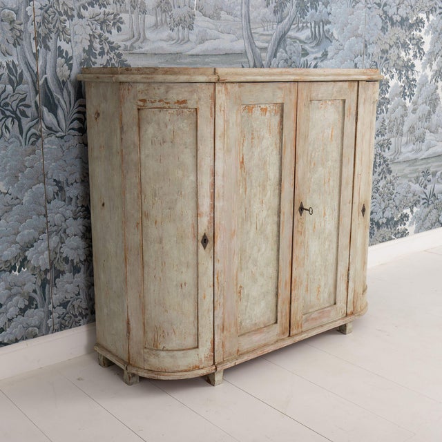 Gustavian (Swedish) 19th C. Swedish Gustavian Period Buffet With Demilune Sides in Original Paint For Sale - Image 3 of 15