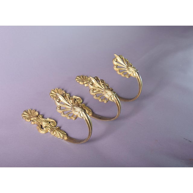 19th Century French Gilt Bronze Curtain Holdbacks with Foliate Scrolls, Set of 3 For Sale - Image 10 of 10