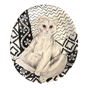 Vintage Cat Art Pottery Platter by Nina Lyman