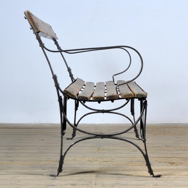 Riveted Iron Park Bench, 1920s For Sale - Image 4 of 13