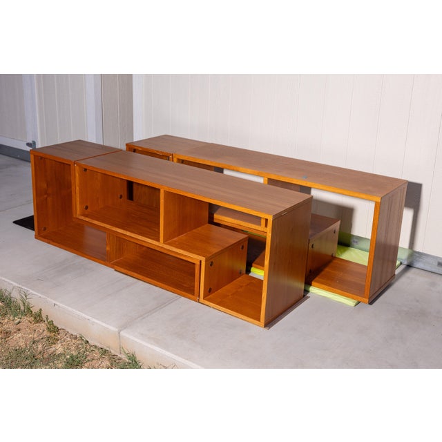 Vintage Scandinavian Teak Modular Puzzle Wall Unit Room Divider, 4 Pieces For Sale - Image 13 of 18
