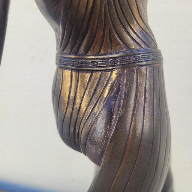 JD Guirande, Nude Dancer with Thyrsus, 20th Century, Bronze & Marble For Sale - Image 15 of 18