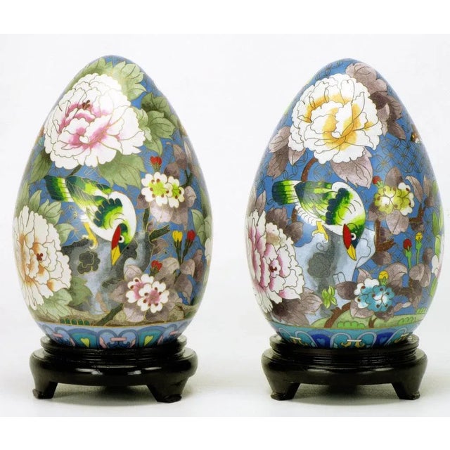 Colorful Cloisonne Eggs - a Pair For Sale - Image 4 of 11