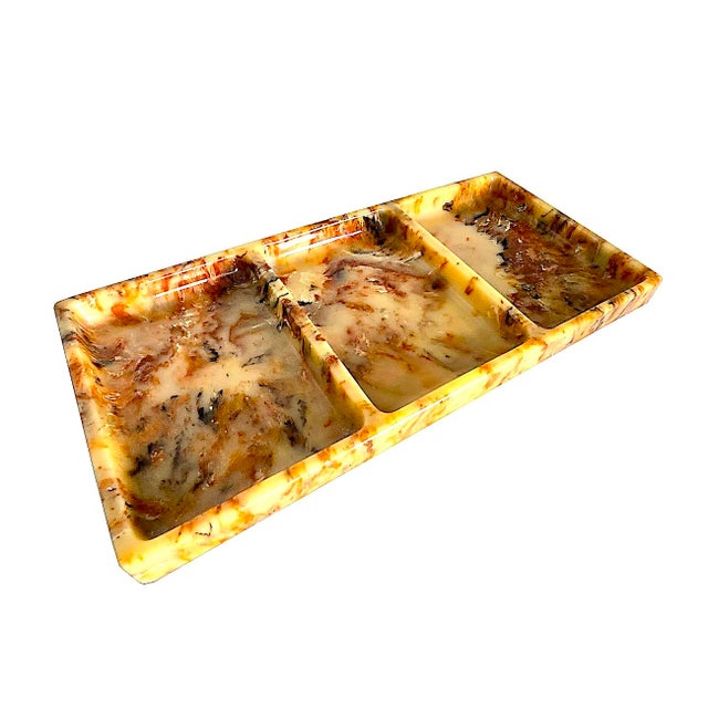 Mid 20th Century Faux Onyx Resin Partitioned Tray For Sale - Image 10 of 13