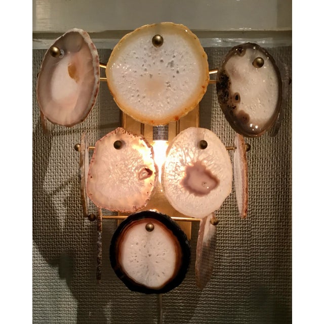 Regina Andrew Modern Gold Finish and Agate Sabrina Sconce For Sale - Image 4 of 5