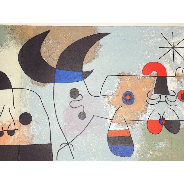 Mid-Century Modern Vintage Mid 20th Century Large Tri-Fold Abstract Joan Miro Color Lithograph From Derriere Le Miroir 36-37-38 (1951) -"Sur Quatre Murs" For Sale - Image 3 of 5