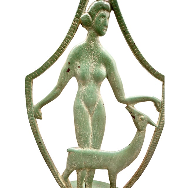 Art Deco Art Deco Nude Female With Deer Candlestick For Sale - Image 3 of 7