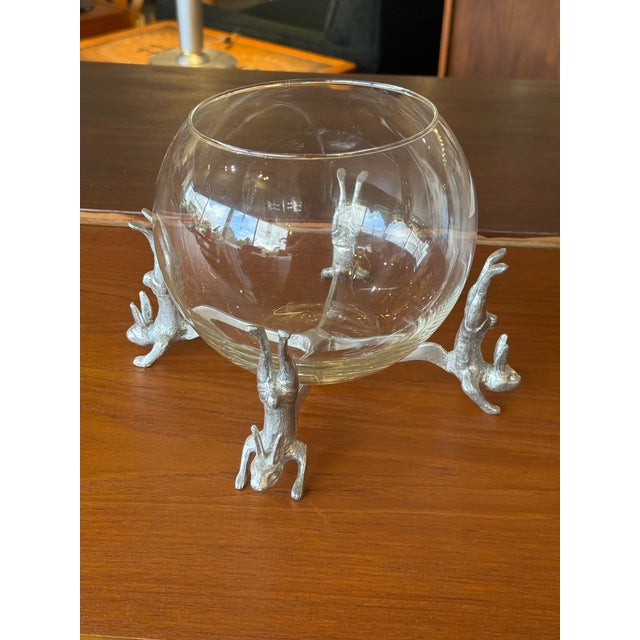 Vintage Arthur Court Glass Bowl on Silver Rabbit Stand For Sale In Charleston - Image 6 of 7