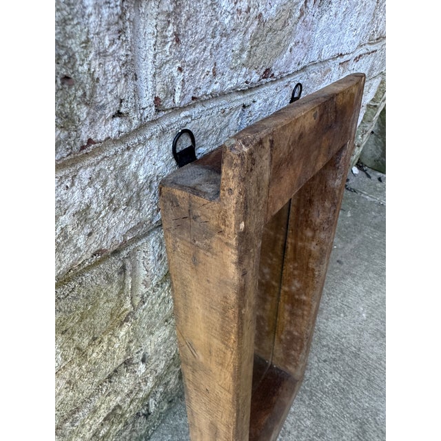 Mid 20th Century Rustic Solid Wooden Wall Hanging Mirror For Sale - Image 12 of 17