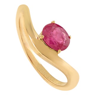 Chunky Wave Ruby Ring Size 7 by VRJEwels in 14k Solid Gold For Sale