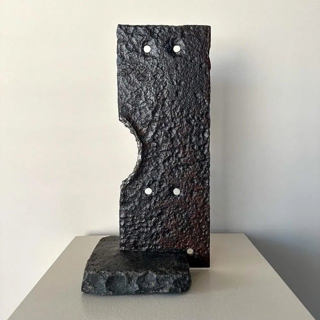 Brutalist Iron & Stone Sculpture For Sale - Image 6 of 6
