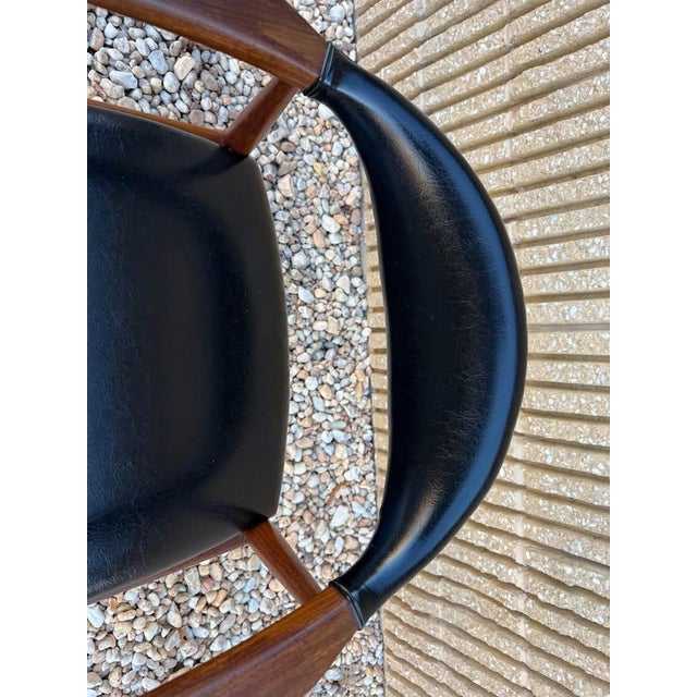 Mid-Century Modern Mid 20th Century Mid Century " Model Casala" Teak Black Vinyl Armchair For Sale - Image 3 of 12