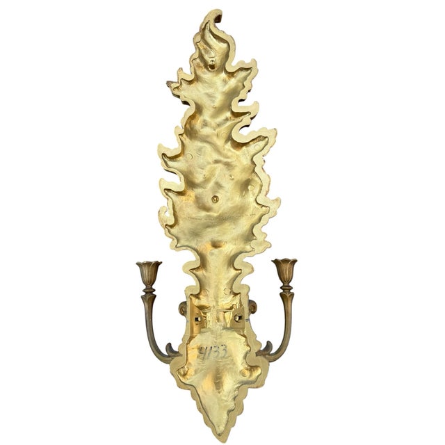 1970s Vintage 1972 Syroco #4133 Gold Floral Wall Sconce | Hollywood Regency Candle Holder For Sale - Image 5 of 6