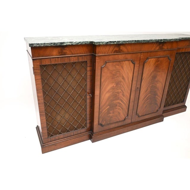 Brown Antique Marble Top Grill Front Sideboard, 1930 For Sale - Image 8 of 11
