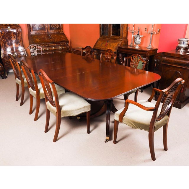 Hollywood Regency Vintage 20th Century Mahogany Twin Pillar Dining Table from William Tillman, 1980s For Sale - Image 3 of 17