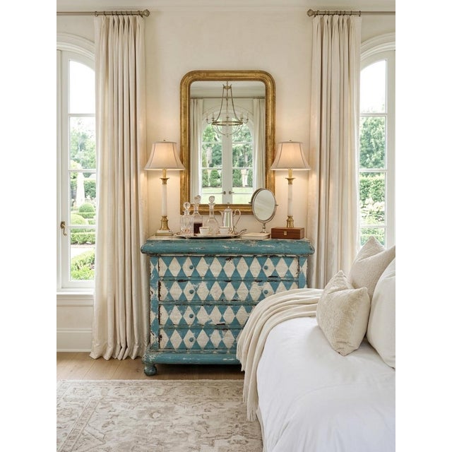 Wood Vintage Italian Hand-Painted Harlequin Commode – Distressed Gustavian Style For Sale - Image 7 of 10