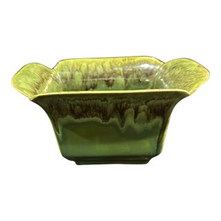 Vintage Drip Glaze Planter Rectangle Wide Rim 8x5" For Sale