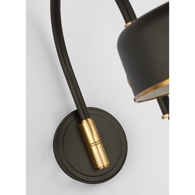 Thomas O'Brien for Visual Comfort Signature Oso 13" Articulating Arc Wall Light in Modern Iron and Hand-Rubbed Antique Brass with Modern Iron Shade For Sale - Image 9 of 11