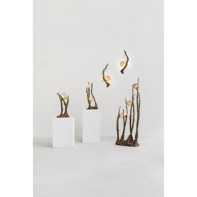 Brown Posidoni Bronze and Handblown Glass Floor Lamp by Emilie Lemardeley For Sale - Image 8 of 11