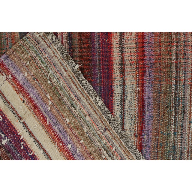 Textile Handwoven Vintage Turkish Kilim Rug in Polychromatic Striped Pattern For Sale - Image 7 of 8