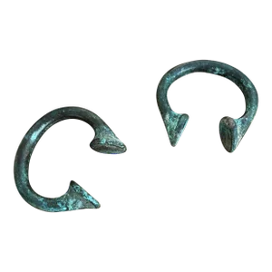 Pair of 19th Century Antique Manillas, Okpoho, African Horseshoe Rings Nigeria