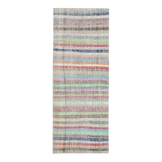 Striped Vintage Turkish Rag Runner - 3`1" X 8`2" For Sale