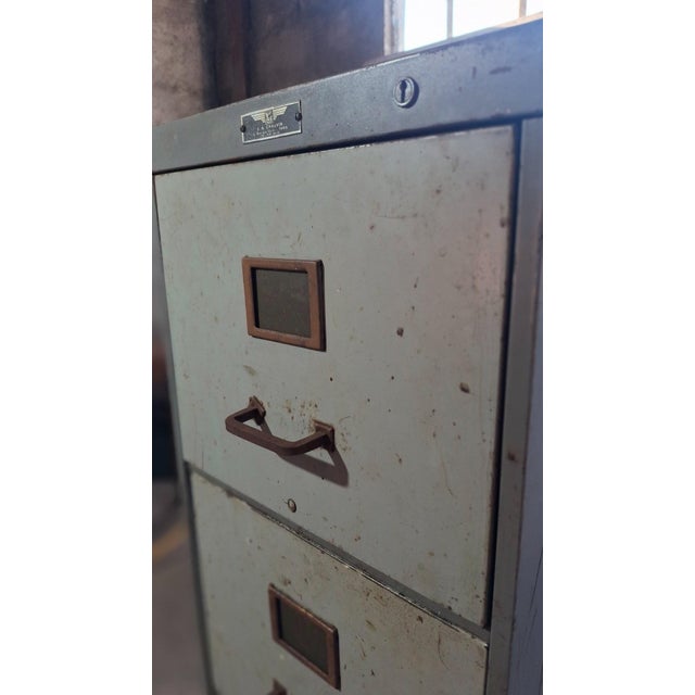 Industrial Metal Filing Cabinet with Drawers by Y.A. Chauvin, Paris, France, 1940s For Sale - Image 6 of 11