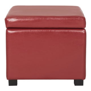 Flip Top Ottoman in Black & Red For Sale
