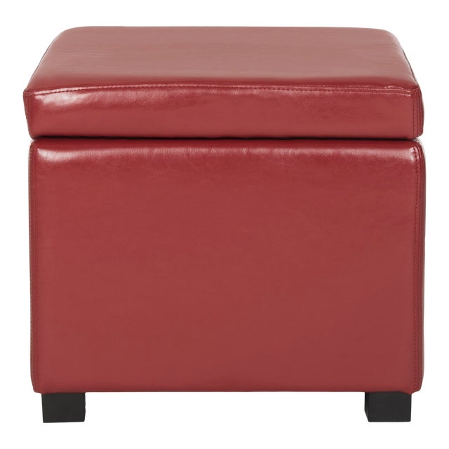 Flip Top Ottoman in Black & Red For Sale