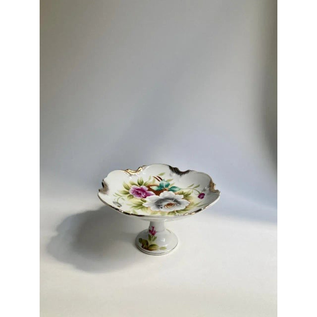1950s "Kashmir Rose" 9217 Hand-Painted Pedestal Dish For Sale - Image 12 of 13