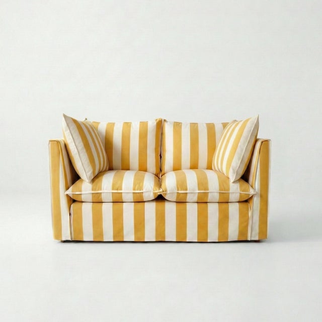 Not Yet Made - Made To Order Sophie Conran Coco 2 Seater Sofa - Dandelion Stripes with Knife Edge Cushion For Sale - Image 5 of 5