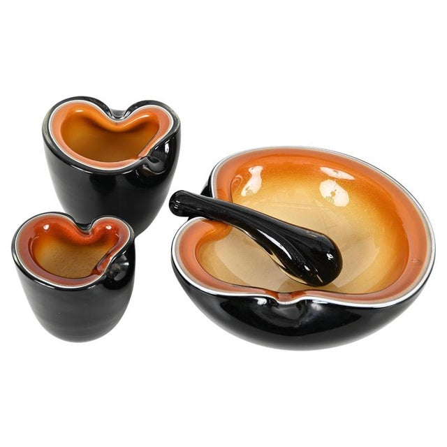 Orange Murano Glass Ashtrays from Erco, Italy, 1970s, Set of 3 For Sale - Image 16 of 16