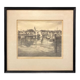 Early 20th Century Ruth Haviland Sutton (1898-1960) Listed Rhode Island Artist Original Signed Lithograph "Nantucket" For Sale